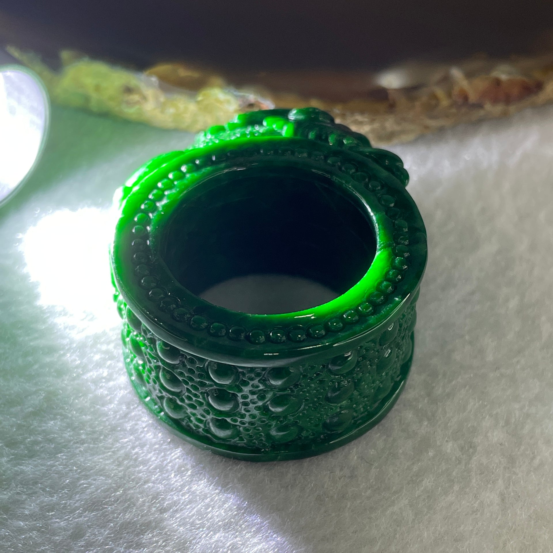 Magnificent Type A Rare Dragon Thumb Ring Jade Jadeite for Authority & Power - Huangs Jadeite and Jewelry Pte Ltd