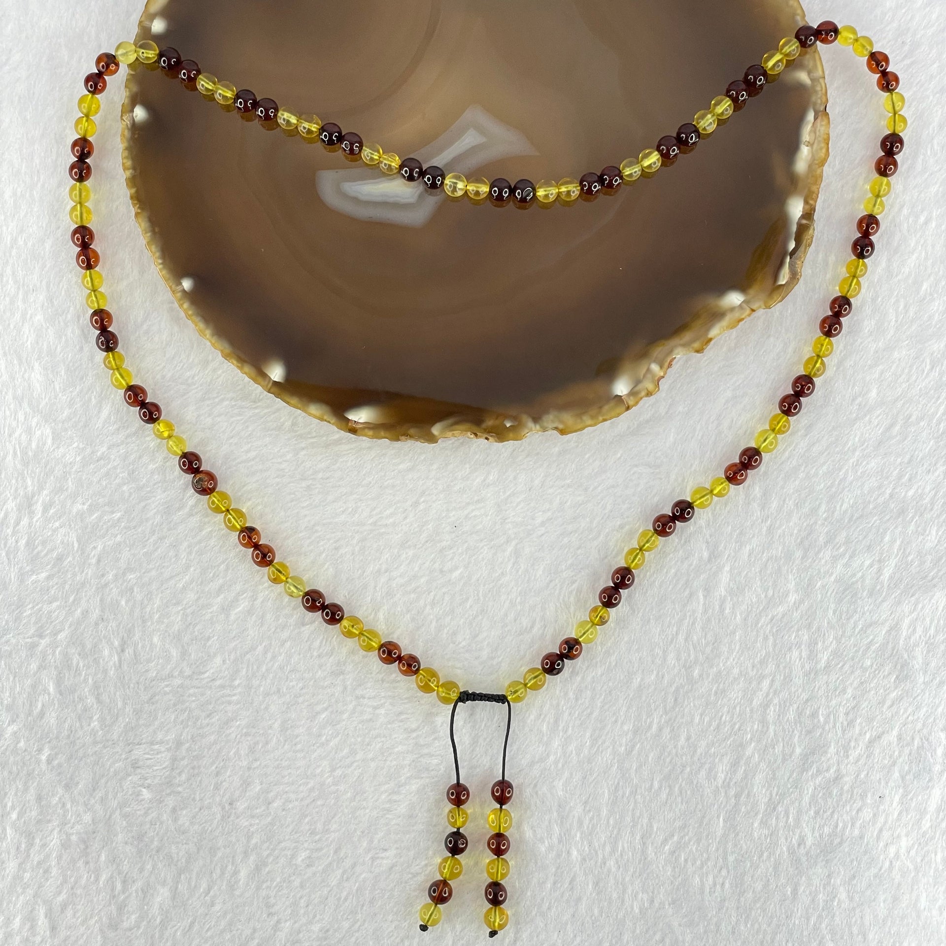 Natural Mixed Color (Red and Yellow) Amber Beads Necklaces 9.34g 5.3mm 110 + 12 Beads (Slight Rough on few Beads) - Huangs Jadeite and Jewelry Pte Ltd
