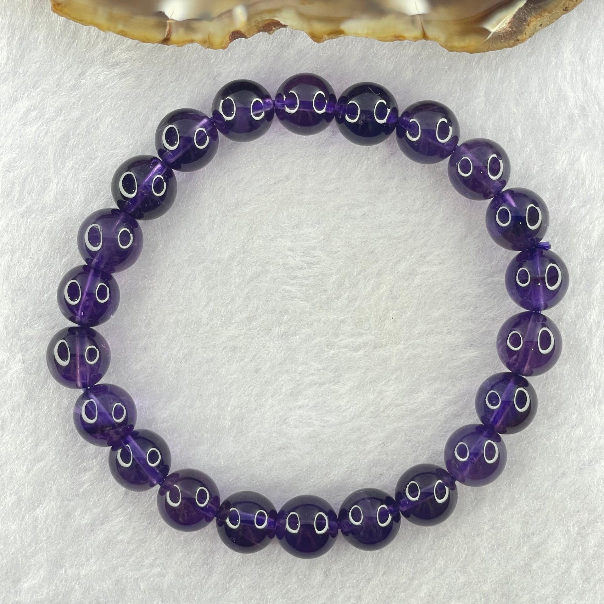 Good Grade Natural Amethyst Bracelet 23.02g 16.5cm 9.1mm 22 Beads - Huangs Jadeite and Jewelry Pte Ltd
