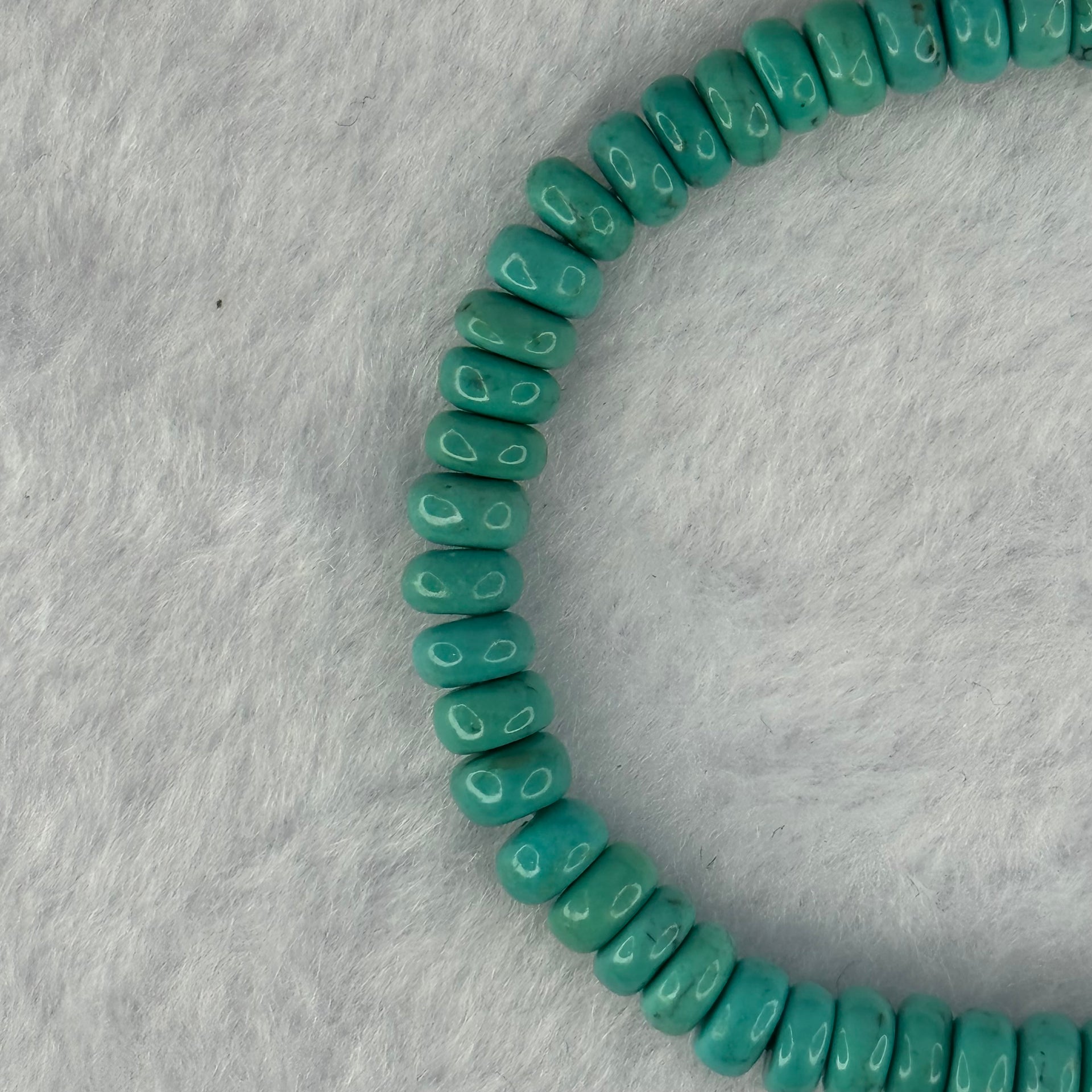 Natural Turquoise Abacus Donut Beads Bracelet 9.28g 15.5cm 6.0mm 58 Beads - Huangs Jadeite and Jewelry Pte Ltd
