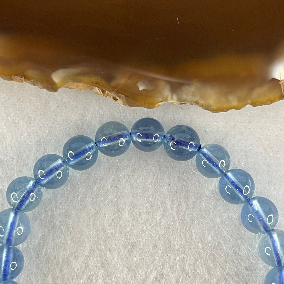 Certified Good Grade Natural Aquamarine Beads Bracelet | 15cm with 26 Beads 7.3mm (12.86g | Ocean Blue Translucency | Throat & Third Eye Chakra Harmony, Tranquil Communication & Serene Wealth Shield)