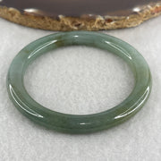 Natural Type A Blueish Green Piao Hua Jadeite Flat Ding Dang Bangle 27.60g Inner Diameter 51.3mm 7.0 by 7.9mm (Very Slight External Line) - Huangs Jadeite and Jewelry Pte Ltd