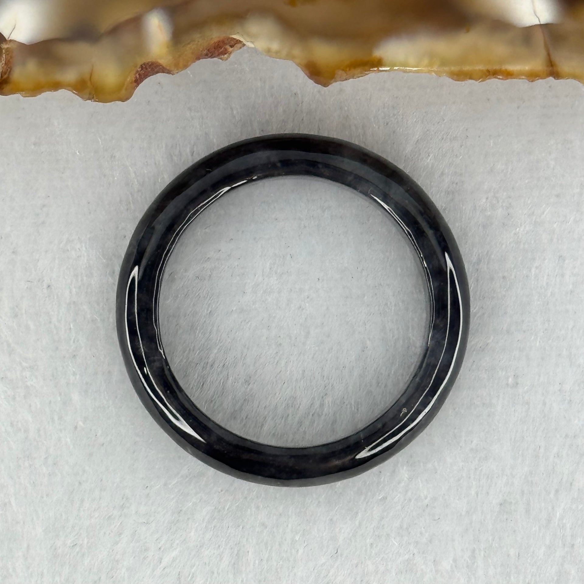 Type A Wuji Black Grey Jadeite Ring 2.47g 4.6 by 3.2mm US7.8 HK17.5 (Very Slight Internal Line) - Huangs Jadeite and Jewelry Pte Ltd