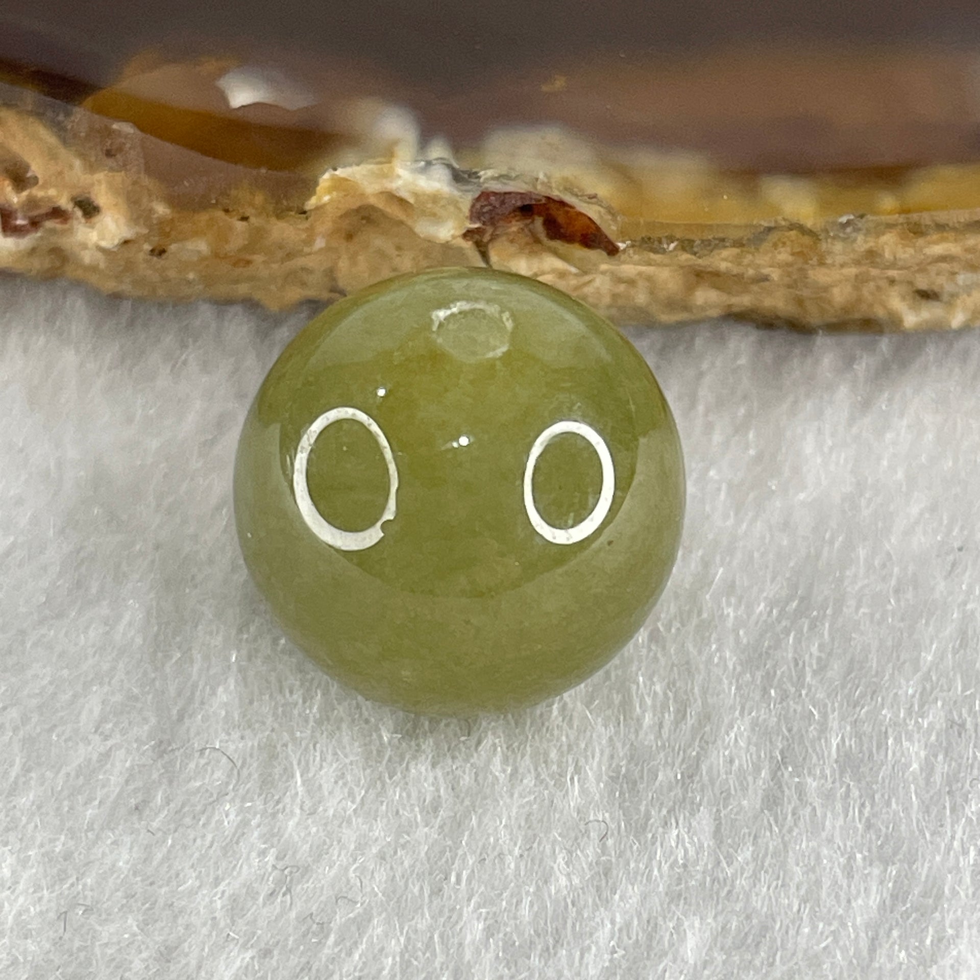 Natural Type A Yellowish Green Jadeite Bead Charm 4.15g 13.9mm - Huangs Jadeite and Jewelry Pte Ltd