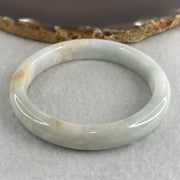 Natural Type A Light Lavender with Green and Brownish Piao Hua Jadeite Flat Ding Dang Bangle 39.14g Inner Diameter 54.5mm 10.2 by 7.2mm (Slight External Rough) - Huangs Jadeite and Jewelry Pte Ltd