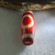 Natural Powerful Tibetan Old Oily Red White Agate One Eye Fire Sign Dzi Bead Heavenly Master (Tian Zhu) 一眼火天珠 10.21g 37.8 by 13.2mm - Huangs Jadeite and Jewelry Pte Ltd