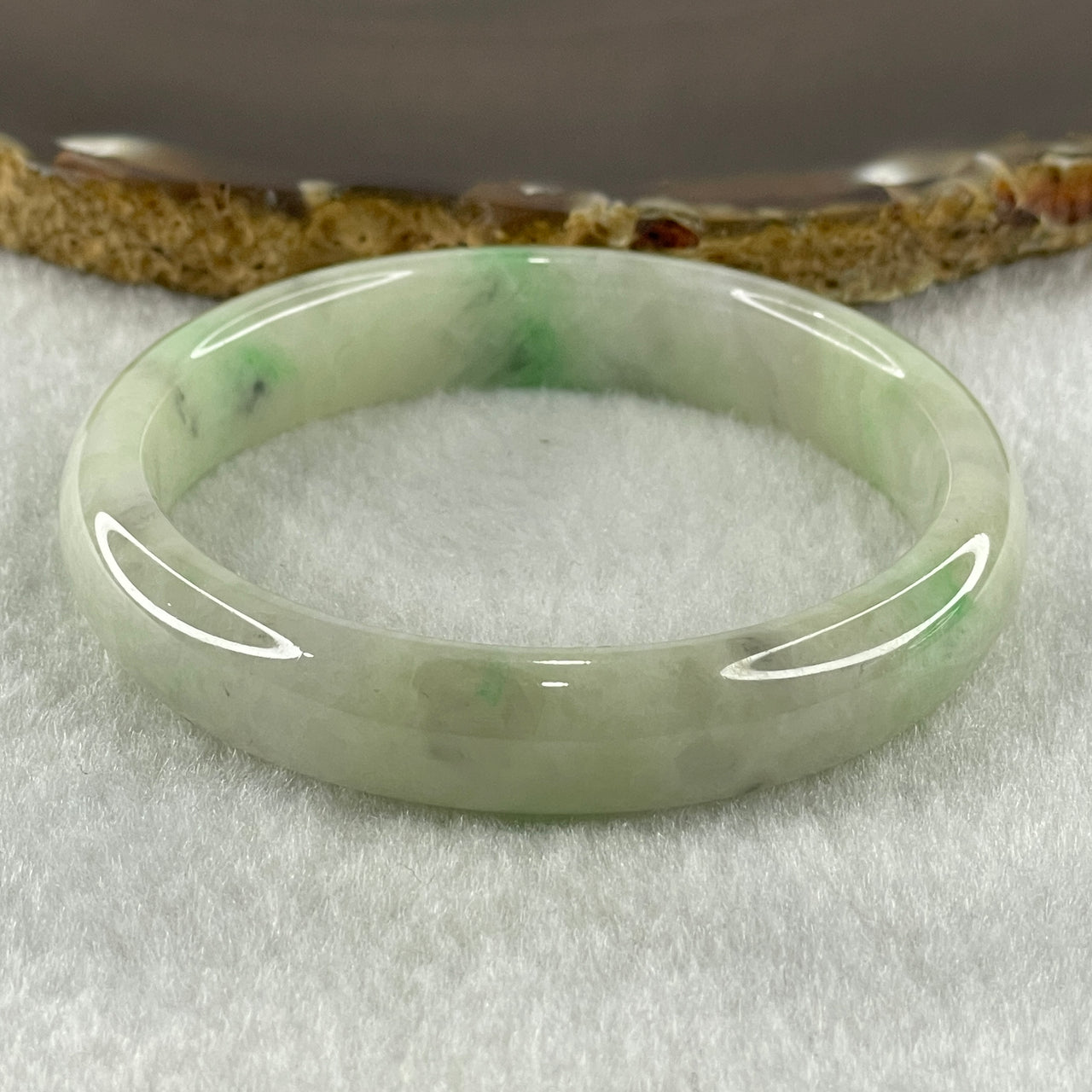 Type A Natural Green with Lavender Jadeite Bangle 33.91g Inner Diameter 51.0mm 10.9 by 7.0mm (Slight Internal Lines) - Huangs Jadeite and Jewelry Pte Ltd