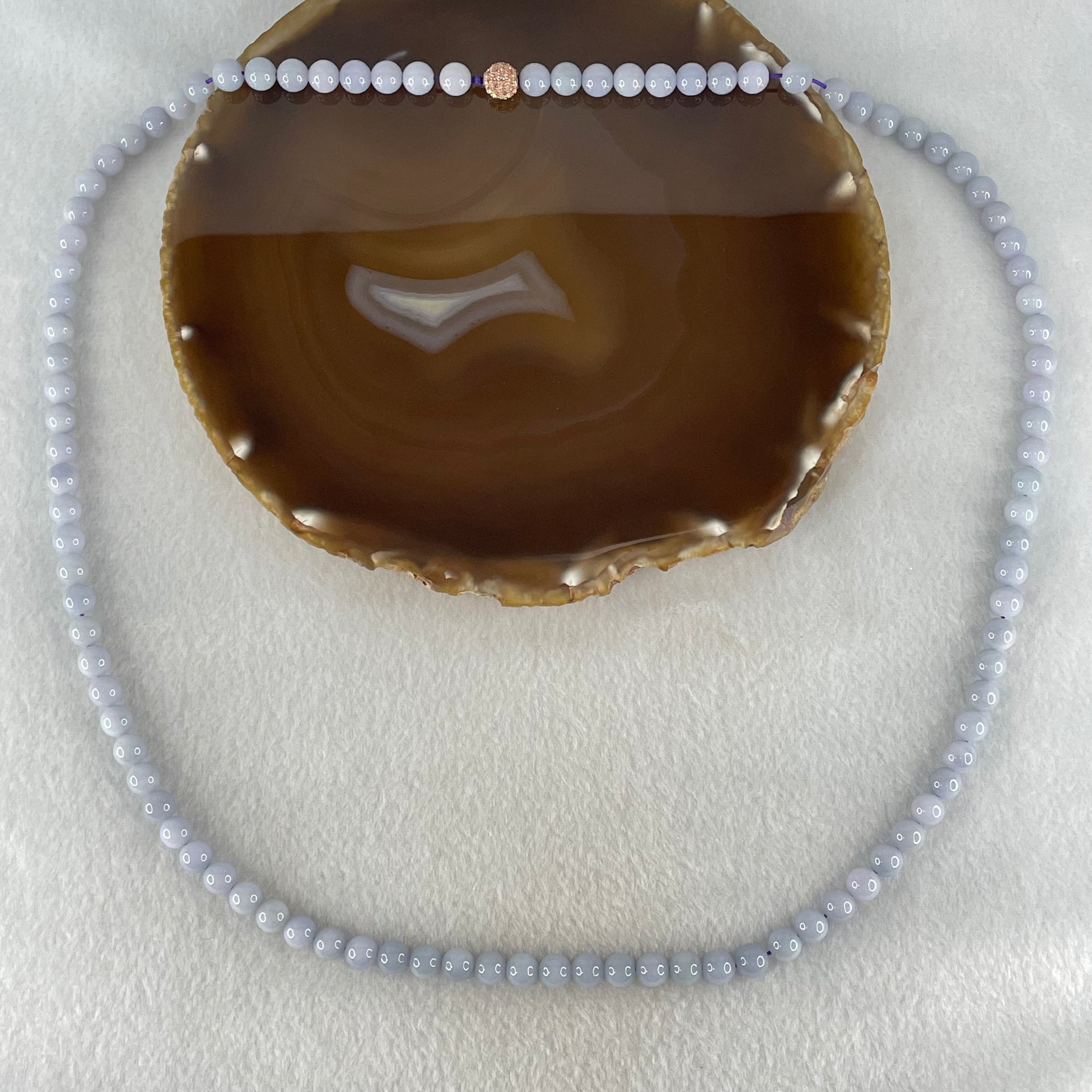 Type A Full Lavender Jadeite Beads Necklace 58.23g 68cm 7.0mm 99 Beads - Huangs Jadeite and Jewelry Pte Ltd