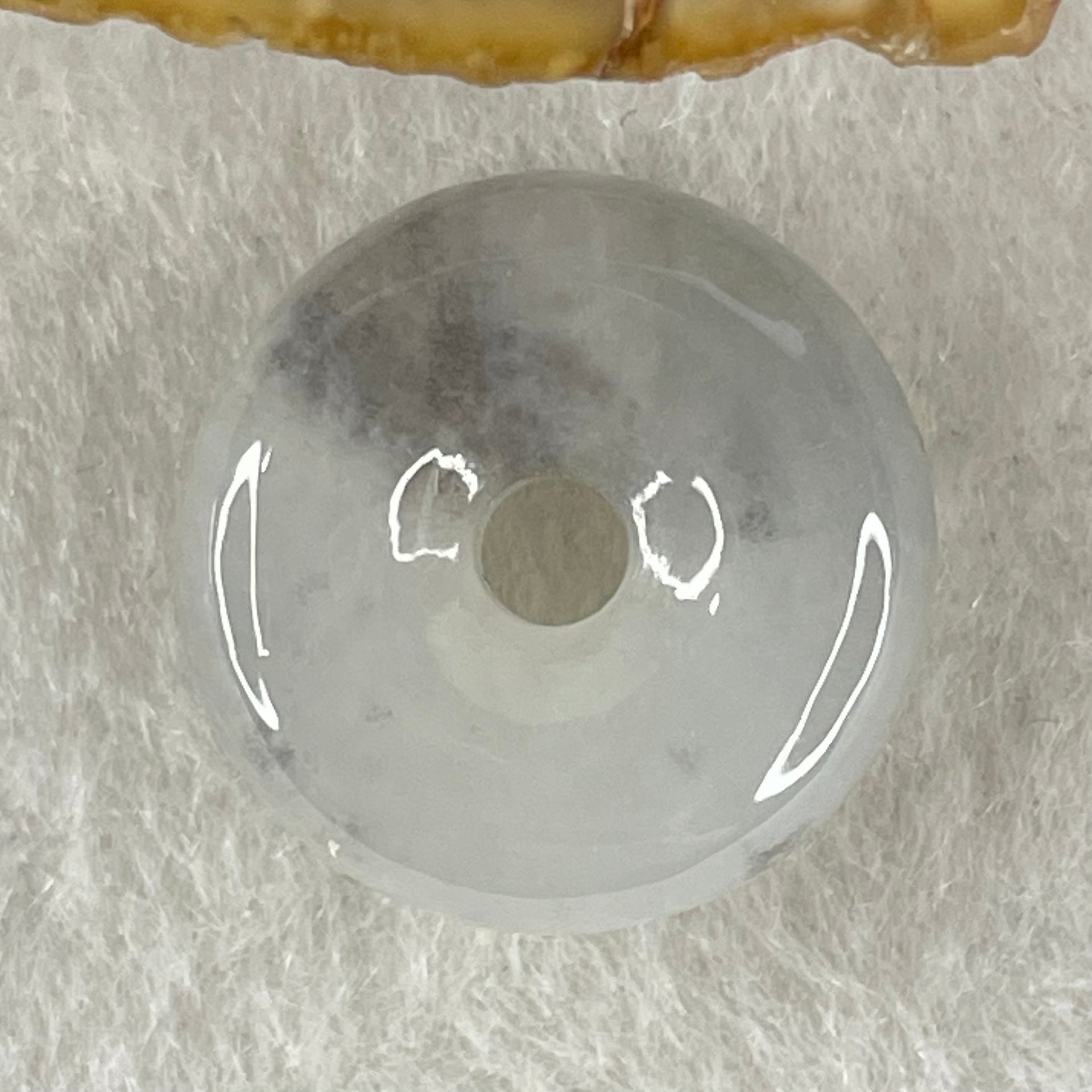 Type A Semi Icy Wuji Grey Jadeite Ping An Kou Donut Charm/Pendant 3.95g 16.7 by 6.8mm - Huangs Jadeite and Jewelry Pte Ltd