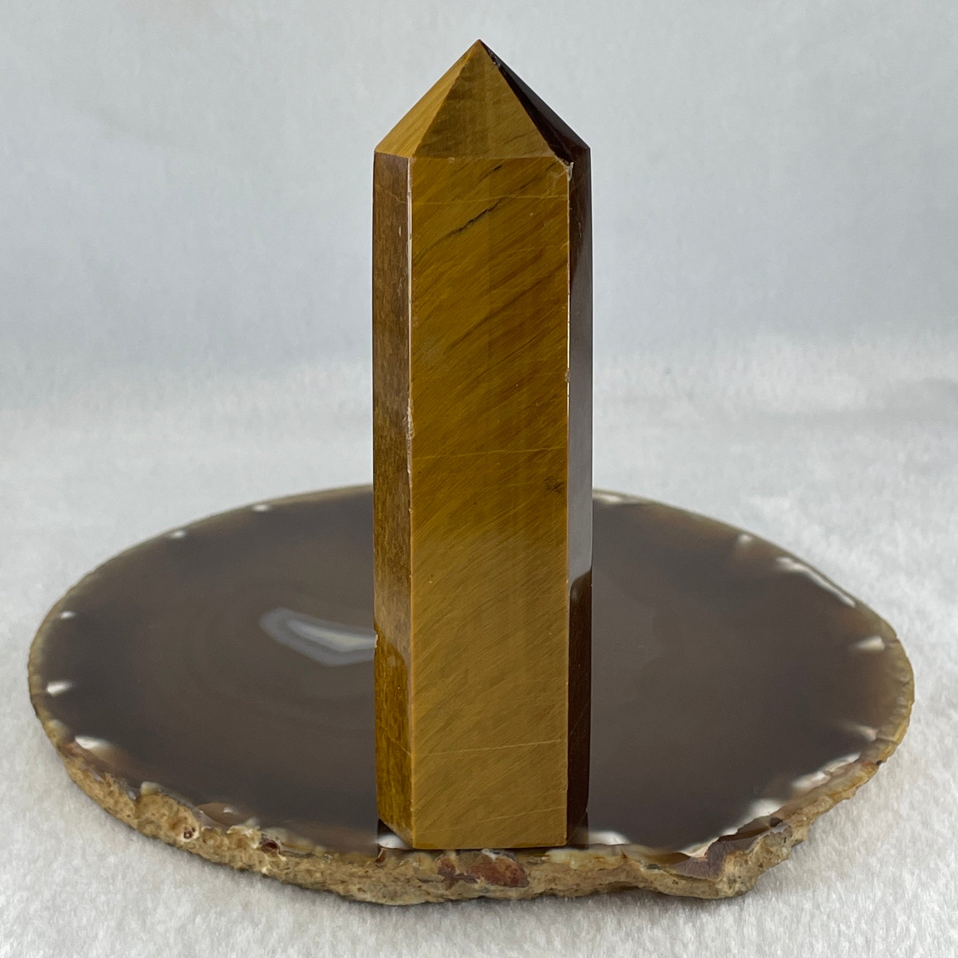 Good Grade Natural Yellow Tiger Eye Quartz Tower Display 142.38g 32.3 by 19.3 by 117.2mm - Huangs Jadeite and Jewelry Pte Ltd