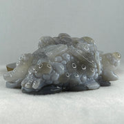 Natural White with Blueish Wuji Grey Agate with white Quartz 3 Legged Toast Display 637.7g 132.0 by 96.0 by 60.0mm - Huangs Jadeite and Jewelry Pte Ltd