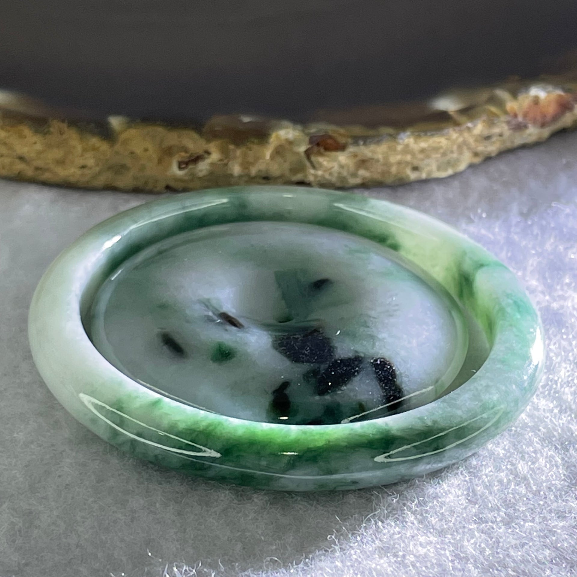 Type A Green Lavender with Green Piao Hua Jadeite Baby Bangle and Ping An Kou Donut Set 39.89g 6.5 by 6.0mm 42.7 by 6.6mm (very Slight Internal Line) - Huangs Jadeite and Jewelry Pte Ltd
