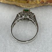 Natural Emerald Approx. 4.6 by 4.3 by 2.5mm with Natural Diamonds in Platinum PT900 Ring Total Weight 3.58g US5.25 HK11 - Huangs Jadeite and Jewelry Pte Ltd