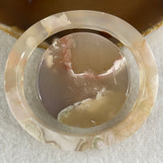 Natural Pink Flower Agate Set Oval Bangle 77.72g Inner Diameter 56.4mm 10.2 by 6.8mm (Perfect) - Huangs Jadeite and Jewelry Pte Ltd