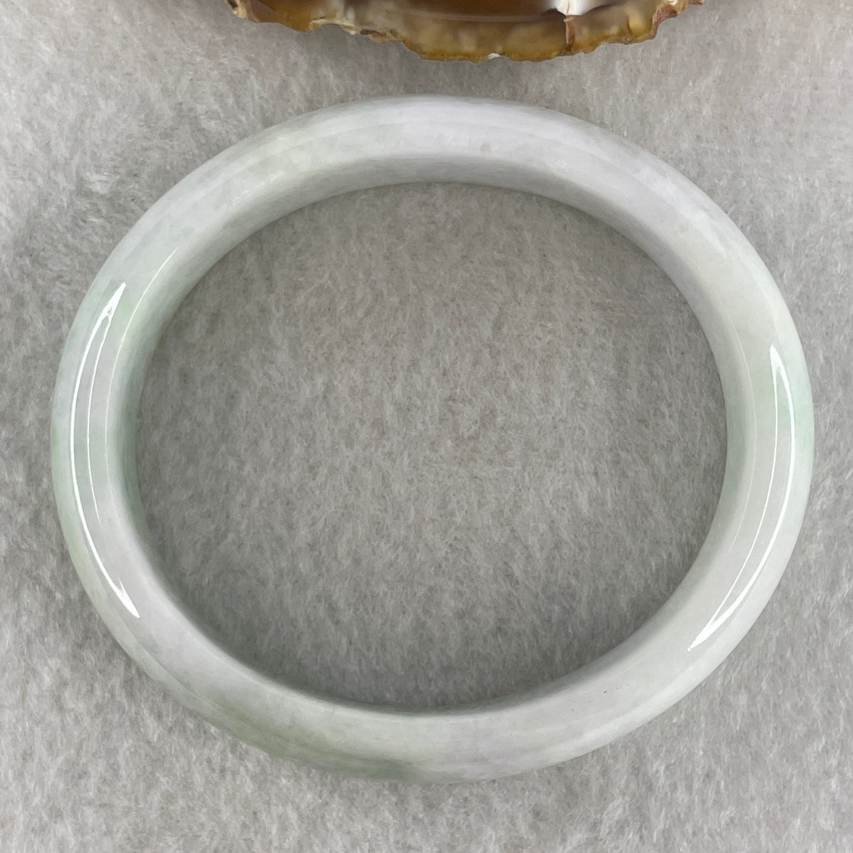 Natural Type A Light Lavender with Green Jadeite Oval Bangle 50.92g Inner Diameter 57.2mm 14.3 by 7.2mm (Slight External Rough) - Huangs Jadeite and Jewelry Pte Ltd