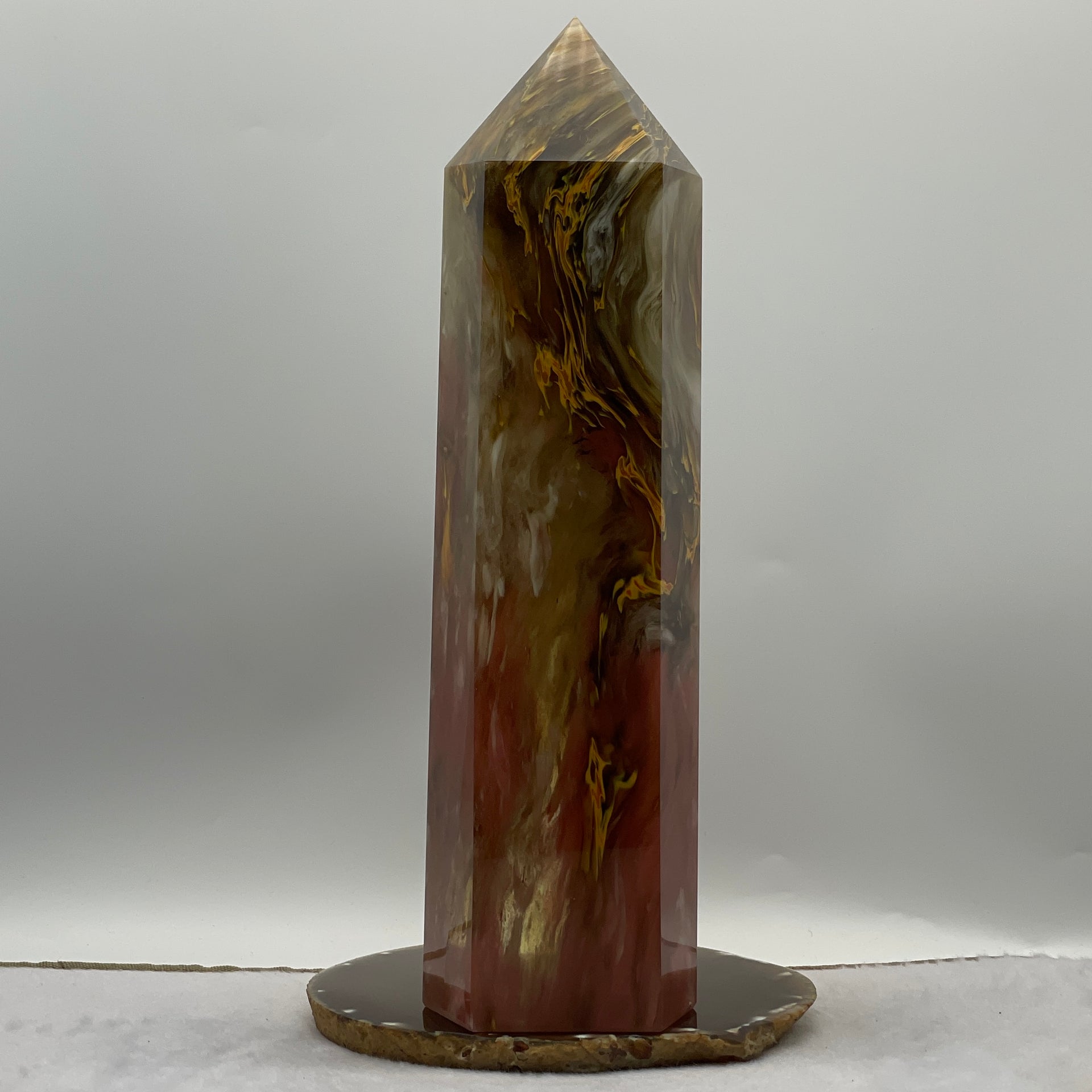 Red Yellow Cherry Quartz Tower Display 2,777.5g 83.2 by 70.9 by 290.0mm - Huangs Jadeite and Jewelry Pte Ltd