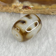 Natural Powerful Tibetan Old Oily Dark Brown with White Agate Patina Guiren Tairen Human Dzi Bead Totem Amulet Heavenly Master (Tian Zhu) 贵人天诛 2.70g 13.6 by 10.7mm - Huangs Jadeite and Jewelry Pte Ltd