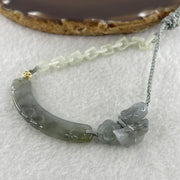 Natural Type A Semi Icy Wuji Grey Jadeite Ruyi with Flower and Butterfly Necklace 12.14g 50.1 by 12.6 by 3.9mm - Huangs Jadeite and Jewelry Pte Ltd