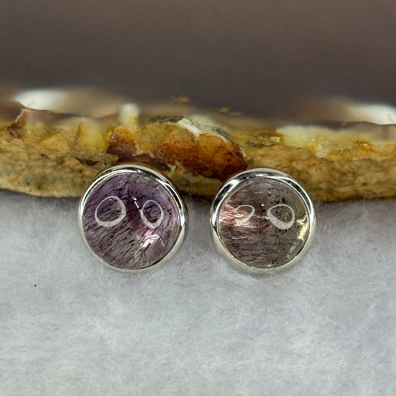 Good Grade Natural Super 7 S925 Silver Earrings 2.29g 8.7 by 5.5mm - Huangs Jadeite and Jewelry Pte Ltd