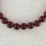 Natural Dark Red Blood Amber Beads Bracelet 天然血珀手链 8.45g 17cm 7.6mm 24 Beads - Huangs Jadeite and Jewelry Pte Ltd