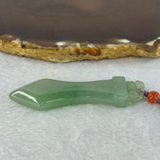 Type A Green Jadeite Monkey on Sword Pendent 20.03g 62.4 by 22.7 by 6.8mm - Huangs Jadeite and Jewelry Pte Ltd