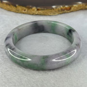 Type A Deep Lavender with Green and Grey Patches Jadeite Bangle 57.0mm 67.76g 14.0 by 9.1mm (Slight Internal Line) - Huangs Jadeite and Jewelry Pte Ltd