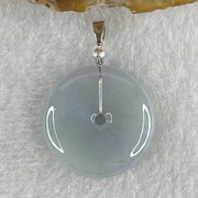Natural Type A Lavender Jadeite Ping An Kou Donut Pendant in Silver Clasp Signifying Protection Blessings 6.54g 24.0 by 5.5mm - Huangs Jadeite and Jewelry Pte Ltd