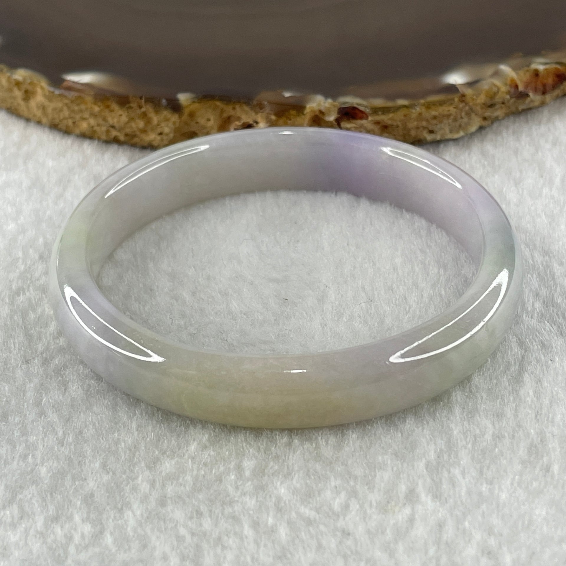 Type A Natural Lavender Jadeite Oval Bangle 29.01g Inner Diameter 52.0mm 10.1 by 6.2mm (Slight Internal Line) - Huangs Jadeite and Jewelry Pte Ltd