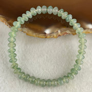 Type A Semi Icy Blueish Green with Green Piao Hua Jadeite Ping An Kou Donut Beads Bracelet 11.40g 14.5cm 6.1mm 42 Beads - Huangs Jadeite and Jewelry Pte Ltd