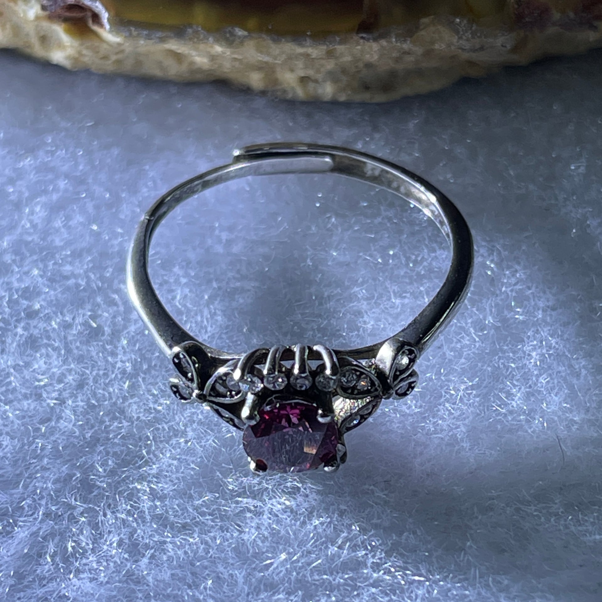 Natural Pink Cubic Zirconia Ring in S925 Sliver 1.53g 5.4 by 4.9 by 3.0mm (Adjustable Size) - Huangs Jadeite and Jewelry Pte Ltd