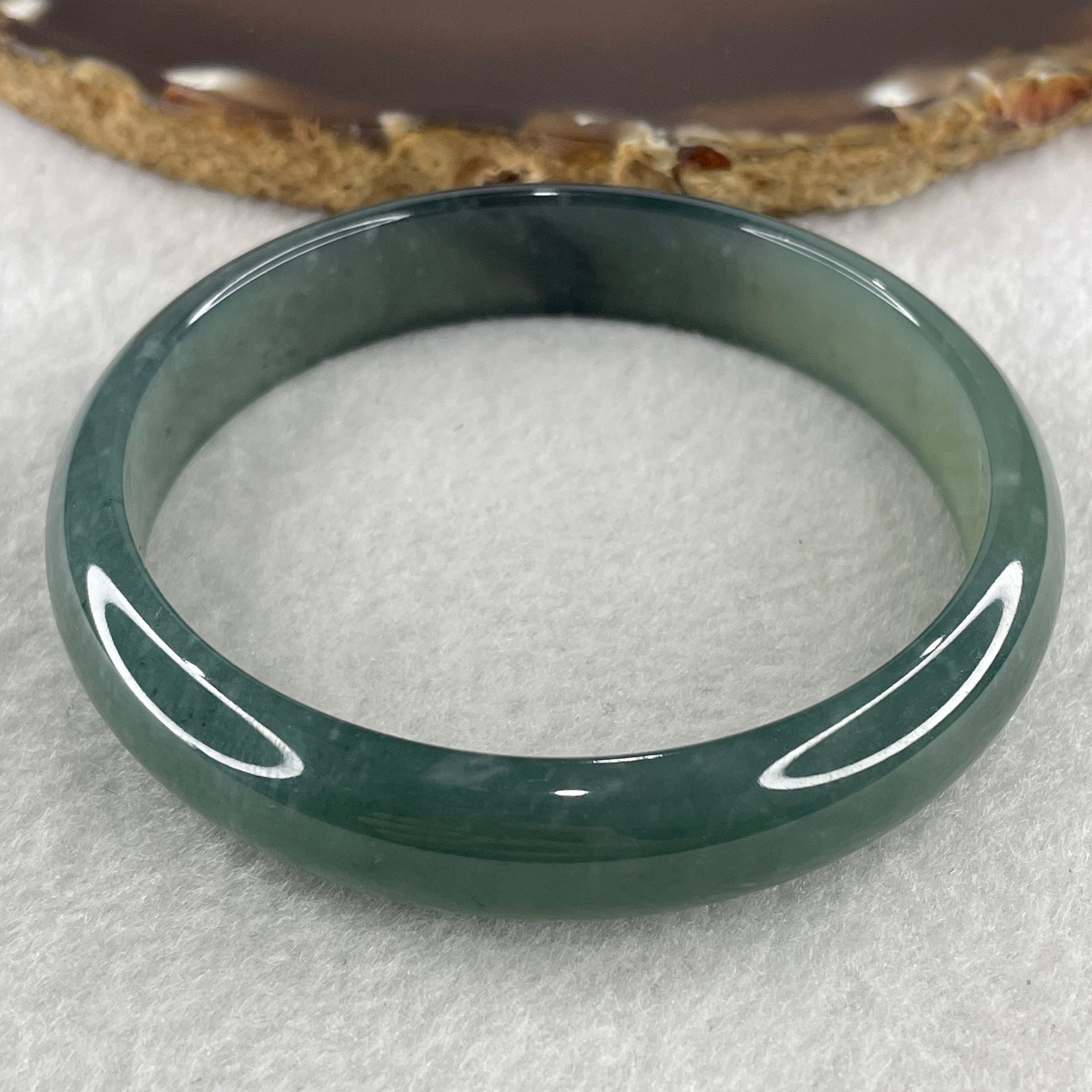 Certified Type A Semi Icy Blueish Green Jadeite Bangle 39.74g inner diameter 59.3mm 12.1 by 6.1mm (Close to Perfect) - Huangs Jadeite and Jewelry Pte Ltd