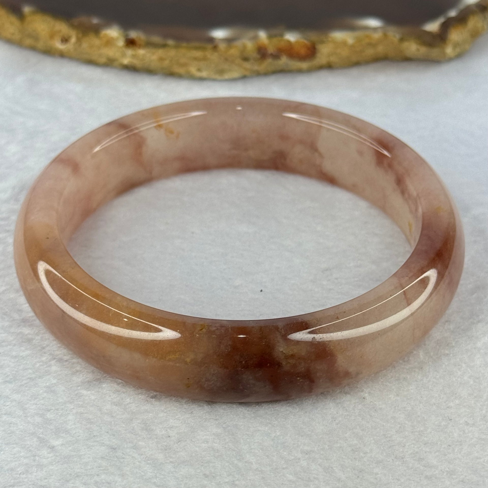 Transparent Pink with Purple and Peach Quartzite Jade Bangle 天山玉手镯 62.0mm 59.40g 15.0 by 9.0mm - Huangs Jadeite and Jewelry Pte Ltd