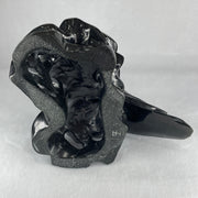 Natural Black Serpentine Owl Stand on Pot Display 2,173.5g 170.0 by 155.0 by 180.0mm - Huangs Jadeite and Jewelry Pte Ltd