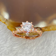Colourless Cubic Zirconia with Crystals In PT950 Plated Sliver Rose Gold Color Ring (Adjustable Size) 2.41g 7.1 by 4.2mm - Huangs Jadeite and Jewelry Pte Ltd