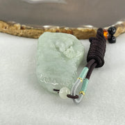 Type A Light Blueish Green Jadeite Seeking Enlightenment with Buddha Pendant 68.18g 78.6 by 32.5 by 12.5mm - Huangs Jadeite and Jewelry Pte Ltd