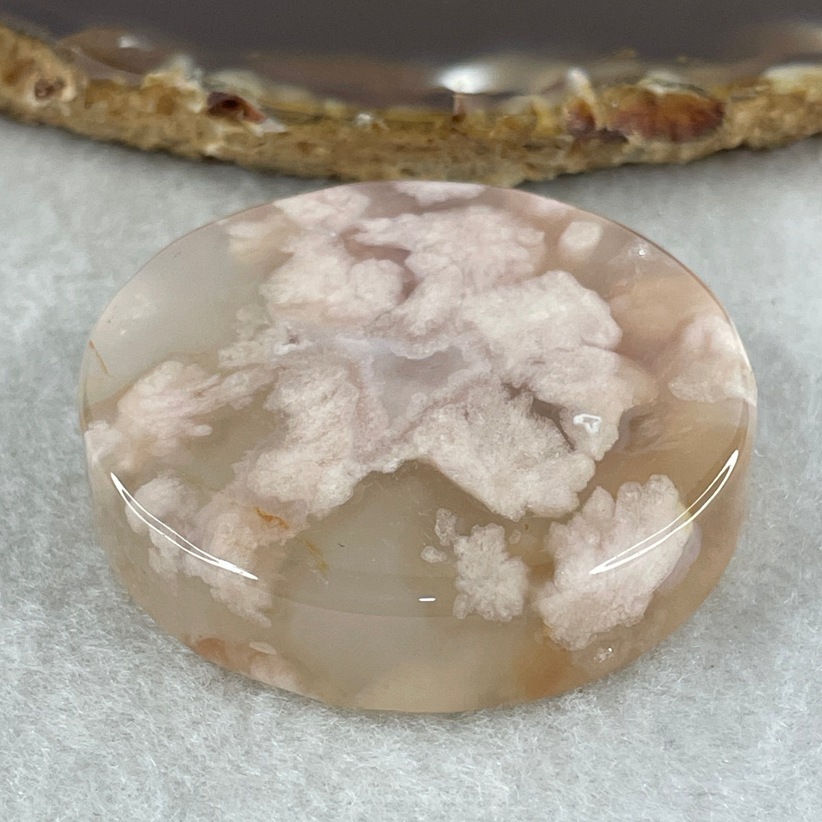 Natural Pink Flower Agate Oval Bangle Set | (63.99g | 54.6mm ID| 8.2 x 7.1mm | Blooming Self-Love & Emotional Renewal Anchor, Feng Shui Harmony & Petite Guifei Stacking Bangle Set) - Huangs Jadeite and Jewelry Pte Ltd