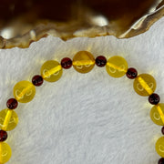 Natural Yellow Golden and Red Amber Beads Bracelet 7.24g 11.4mm 1 Bead 8.2mm 13 Beads - Huangs Jadeite and Jewelry Pte Ltd