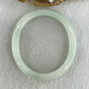 Type A Natural Light Green Faint Lavender with Emerald Green Patches Jadeite Oval Bangle 40.95g Inner Diameter 53.7mm 12.2 by 7.0mm (Internal Line) - Huangs Jadeite and Jewelry Pte Ltd