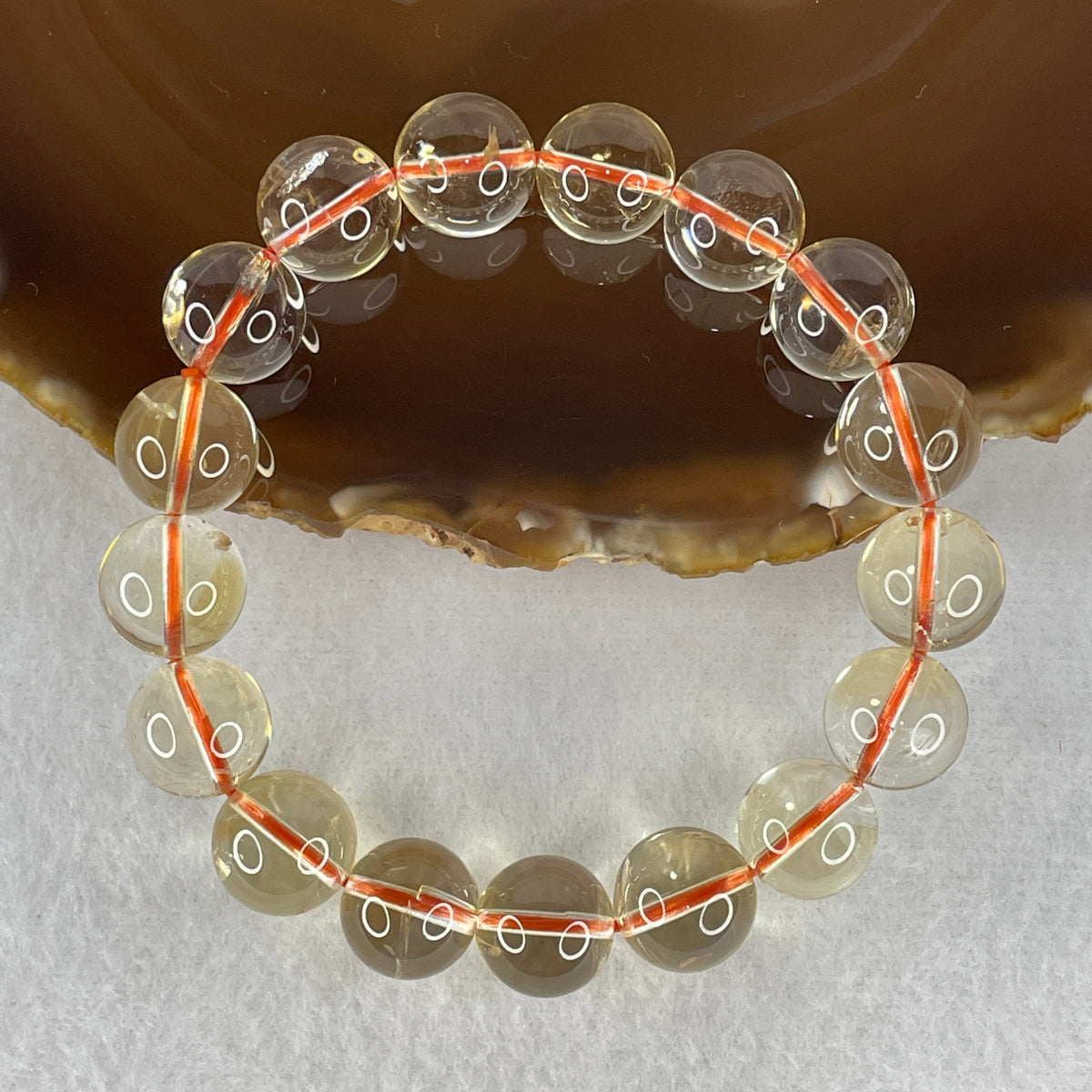 Certified Above Average Grade Natural Yellow Citrine Crystal Beads Bracelet | 12.2mm Golden Merchant's (42.09g | 16cm Wrist Sizing | 17 Beads)