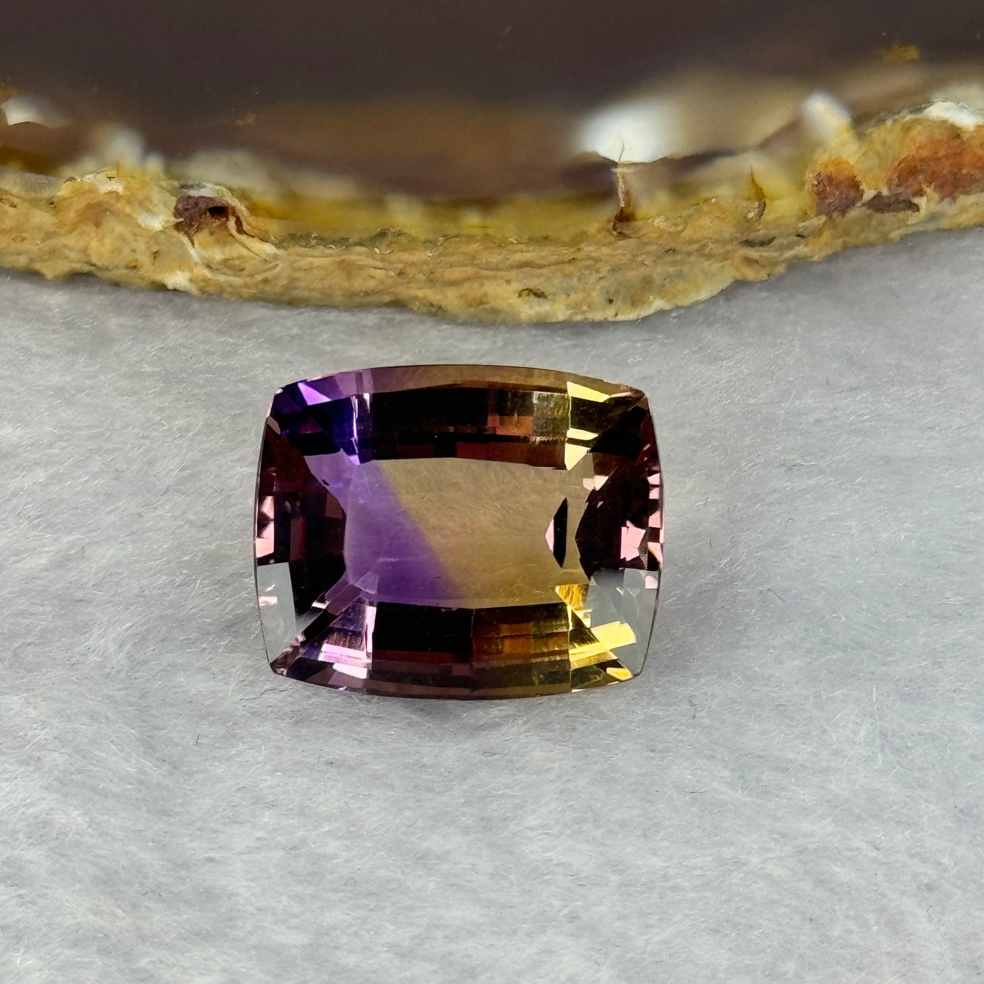 Natural Faceted Ametrine Parallelogram Shape 16.63ct 17.3 by 14.1 by 9.4mm - Huangs Jadeite and Jewelry Pte Ltd