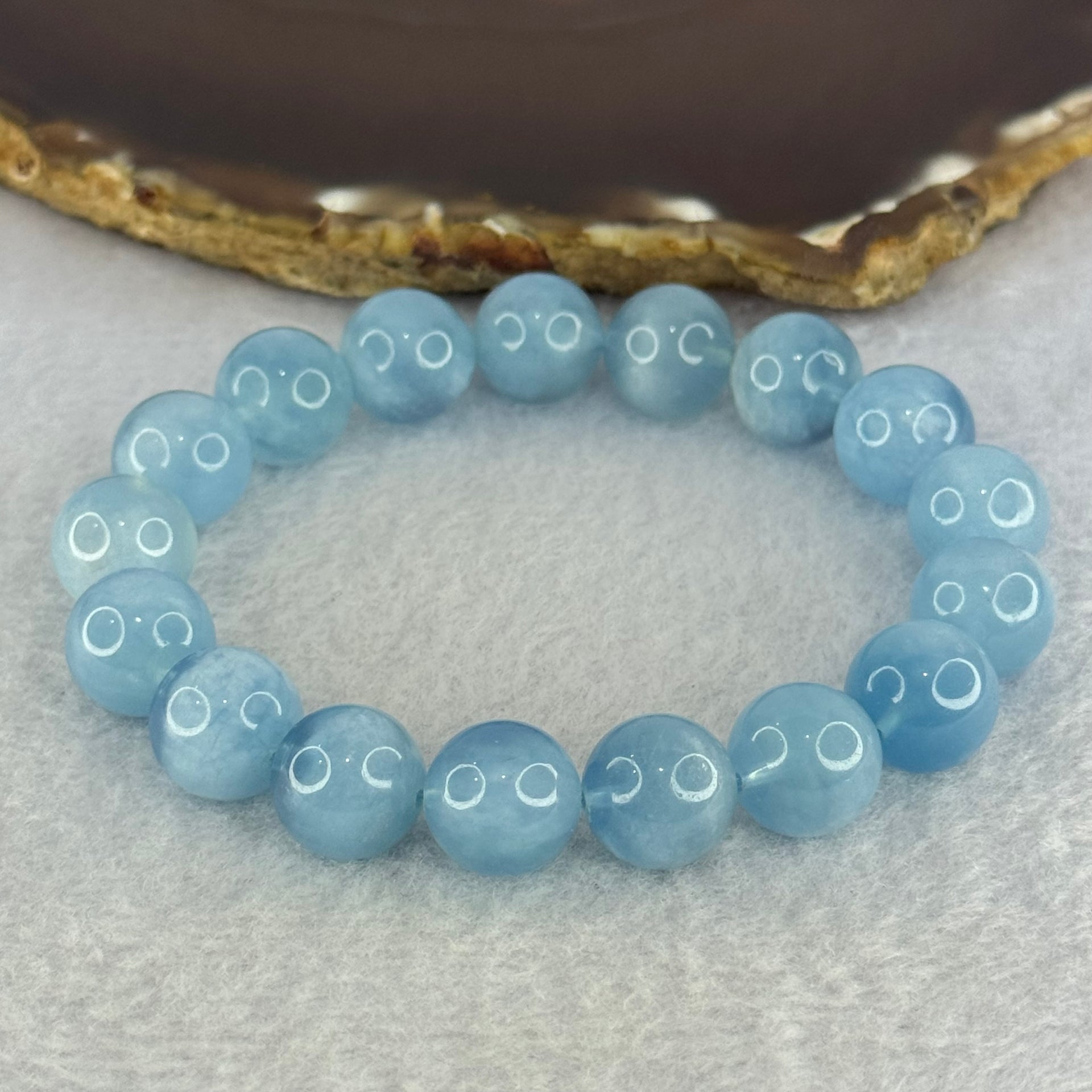 Natural Aquamarine Beads Bracelet 43.09g 18cm 12.3mm 17 Beads - Huangs Jadeite and Jewelry Pte Ltd