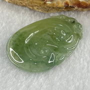 Type A Icy Blueish Green with Dark Green and Yellow Patches Jadeite Ruyi Pendant 8.36g 38.8 by 25.9 by 4.6mm - Huangs Jadeite and Jewelry Pte Ltd