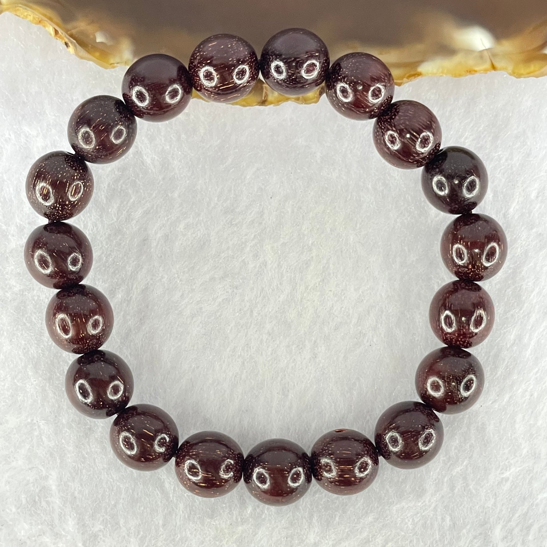 Natural Blood Rosewood Beads Bracelet 天然血檀手链 10.35g 17cm 10.5mm 19 Beads - Huangs Jadeite and Jewelry Pte Ltd