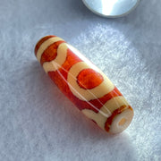 Natural Powerful Tibetan Old Oily Red Orange White Agate Sky Door Serenity 1 Eye Dzi Bead Heavenly Master (Tian Zhu) 一眼天诛 8.98g 38.1 by 12.1mm - Huangs Jadeite and Jewelry Pte Ltd