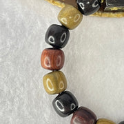 Natural Mixed Color Rose Wood Beads Bracelet 多宝珠小叶紫檀黑檀金丝楠手链 23.73g 18cm 12.1mm 16 Beads - Huangs Jadeite and Jewelry Pte Ltd