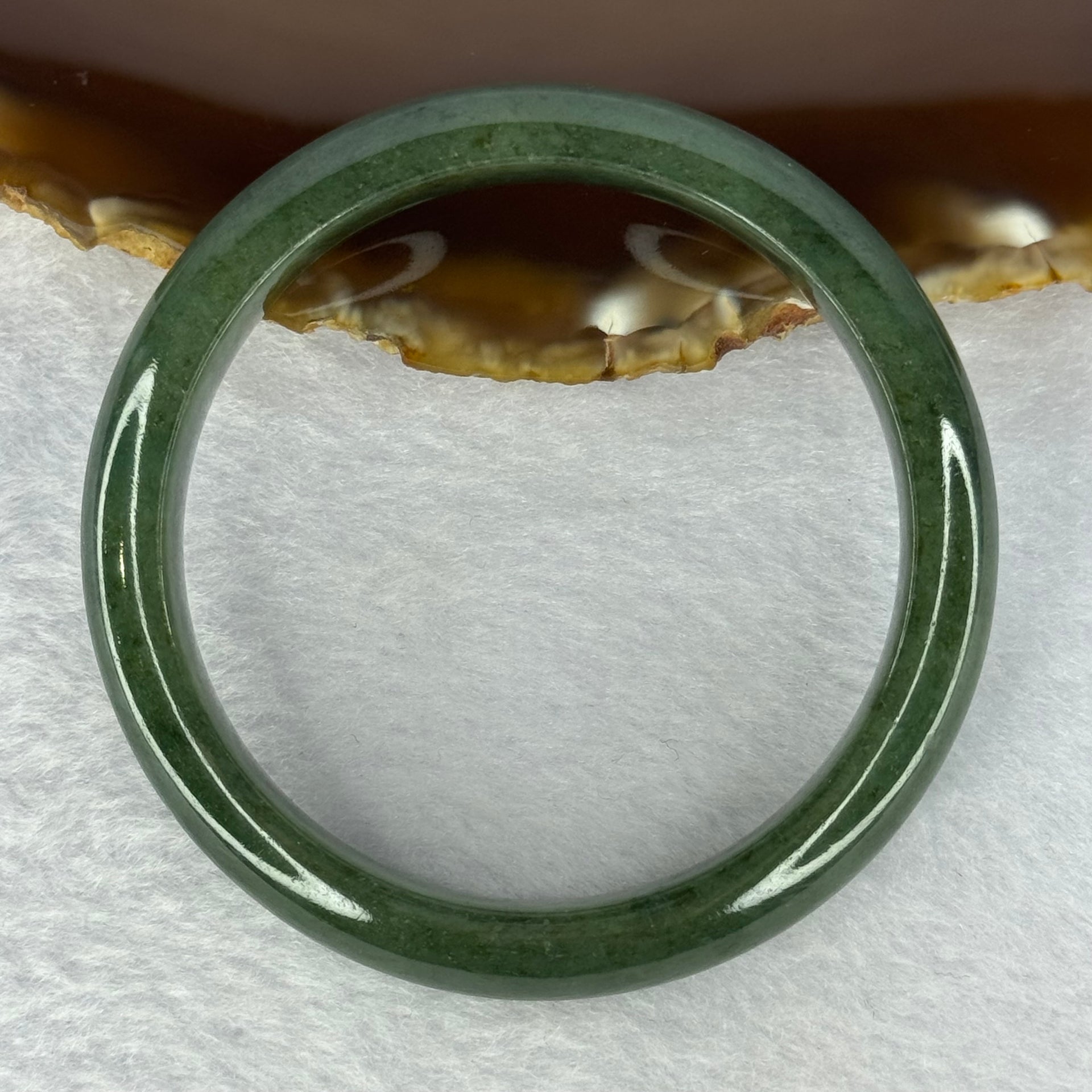 Type A Dark Full Green Jadeite Bangle Internal Diameter 56.1mm 46.59g 11.8 by 7.7mm (Very Slight Internal Line) - Huangs Jadeite and Jewelry Pte Ltd