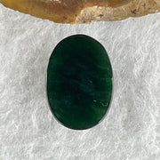 Type A Translucent Black Omphacite Jadeite Round Cabouchon Stone For Setting 1.09g 11.9 by 8.5 by 5.2mm - Huangs Jadeite and Jewelry Pte Ltd