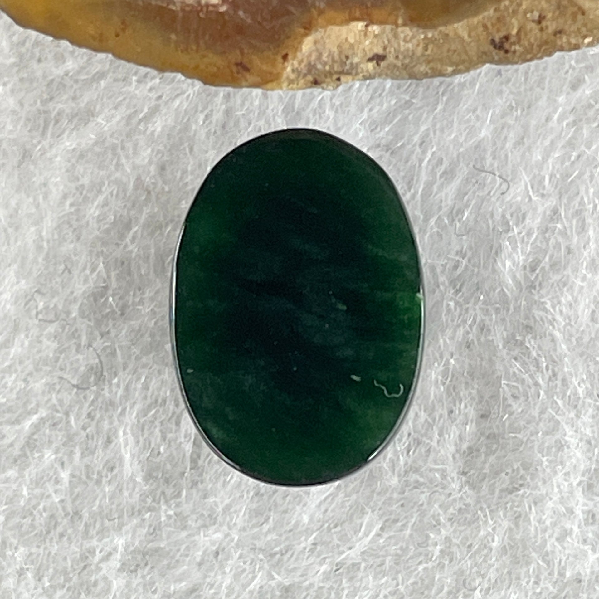 Type A Translucent Black Omphacite Jadeite Round Cabouchon Stone For Setting 1.09g 11.9 by 8.5 by 5.2mm - Huangs Jadeite and Jewelry Pte Ltd