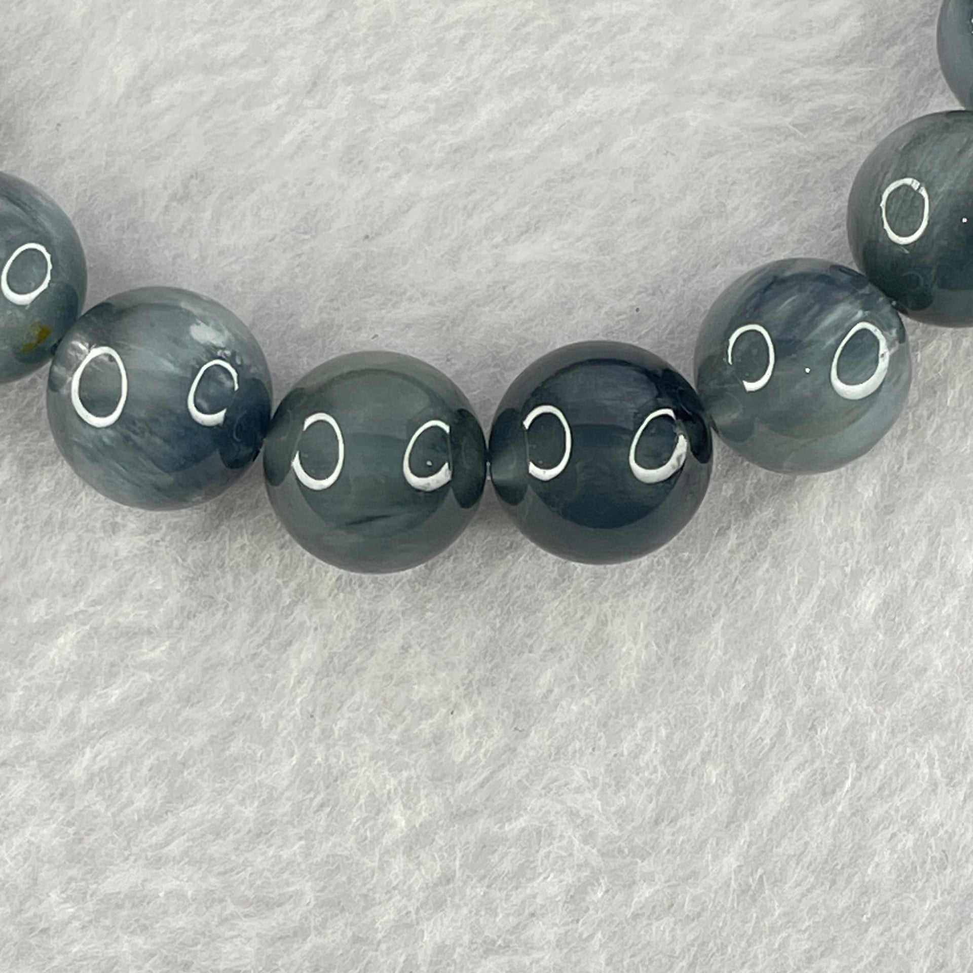 Good Grade Natural Blue Rutilated Quartz Bracelet 39.25g 18cm 11.8mm 18 Beads - Huangs Jadeite and Jewelry Pte Ltd