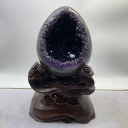 Natural Deep Purple Amethyst Egg with Wooden Stand Display 7,662.7g 190.0 by 185.0 by 300.0mm - Huangs Jadeite and Jewelry Pte Ltd